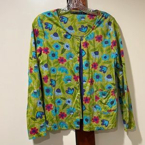 Organic cotton snap down the front shirt